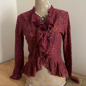 Gimmicks Sheer Lace Open Front Jacket NWOT